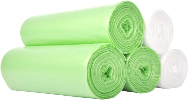 Compostable 13 Gallon Tall Kitchen Trash Bags, 75 Count White & Green mixed color, Leak-Proof Unscented Thick for home and Lawn Yard - Image 2