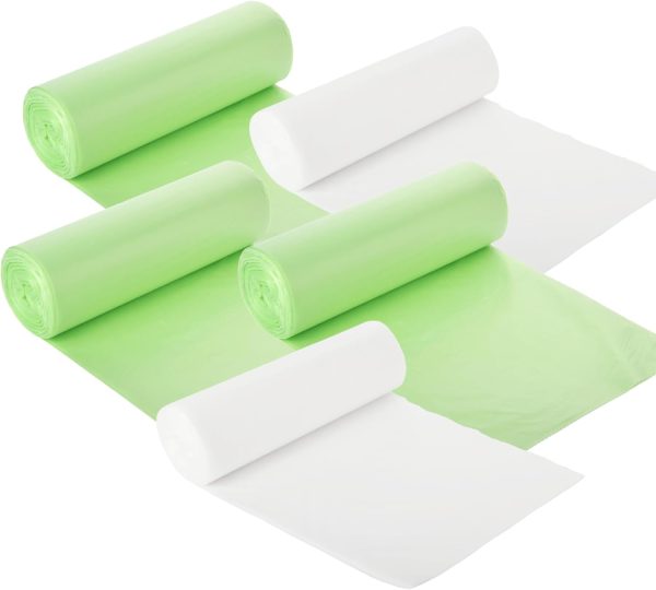 Compostable 13 Gallon Tall Kitchen Trash Bags, 75 Count White & Green mixed color, Leak-Proof Unscented Thick for home and Lawn Yard