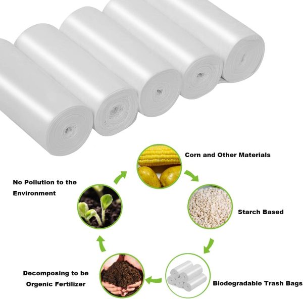 13-15 Gallon Biodegradable / Compostable Garbage Bags Recycling Unscented Tall Kitchen Trash Bags for Kitchen, Yard, Lawn,Office(75 Counts, White) - Image 2