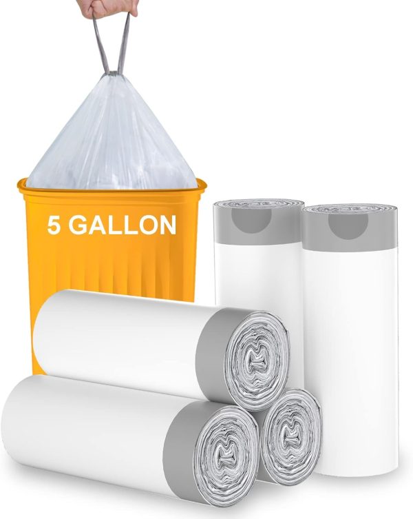 Biodegradable 100 Count 6 Gallon Trash Bags, Compostable, Non-Toxic, Odorless, Leakproof, Strong and Durable, Suitable for Kitchen, Bedroom, Living Room, Bathroom, Office