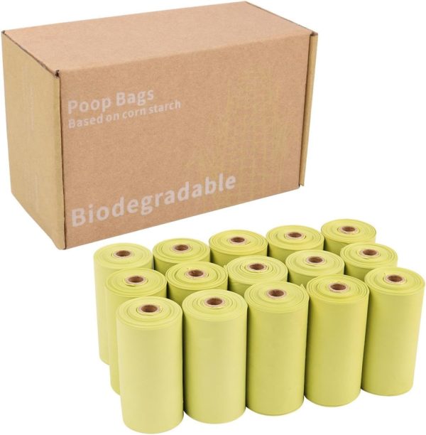 Biodegradable pet garbage bags, cornstarch, eco-friendly dog poop bags, dog poop bags, garbage bags in15rolls