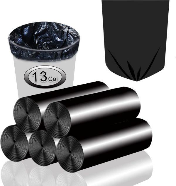 Trash Bags 13 Gallon Tall Kitchen Garbage Bags,  Recycle Bags, Biodegradable Black Trash Bags, 75ct