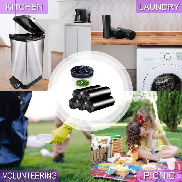 Trash Bags 13 Gallon Tall Kitchen Garbage Bags,  Recycle Bags, Biodegradable Black Trash Bags, 75ct - Image 2