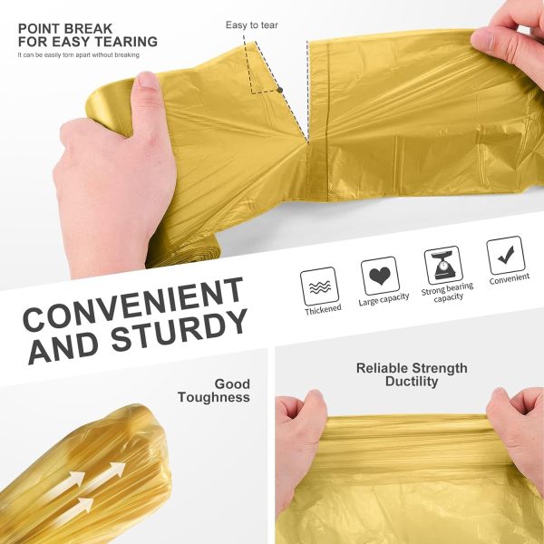 4-6 Gallon Small Gold Trash Bags Strong Golden Garbage Bags, Strong Material Disposable, Durable Plastic Trash Bags for Office Home Kitchen Waste Basket Liner, 5 rolls 100 count(Golden) - Image 2