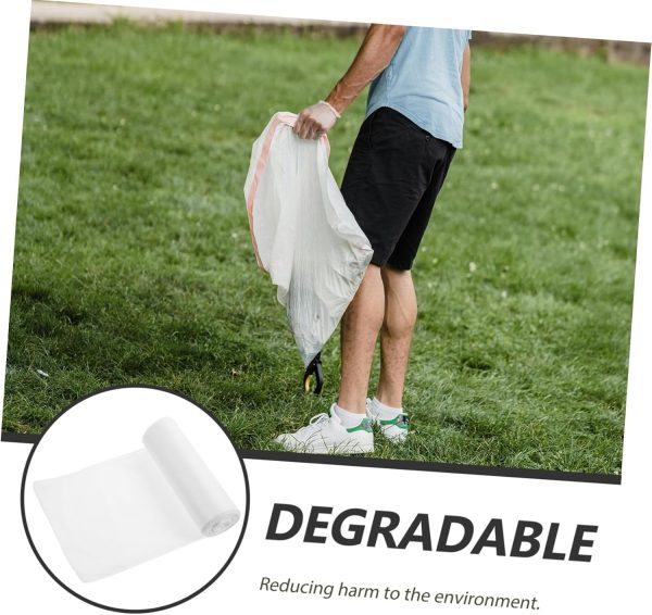 2 Rolls of Corn Starch Trash Bags 60x80 Inches Heavy Duty White Great for Yard Cleanup Composting - Image 2